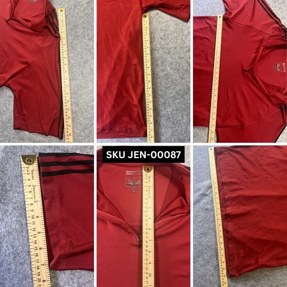 Adidas Climalite Quarter-Zip Pullover XL Red Three Stripe Athletic